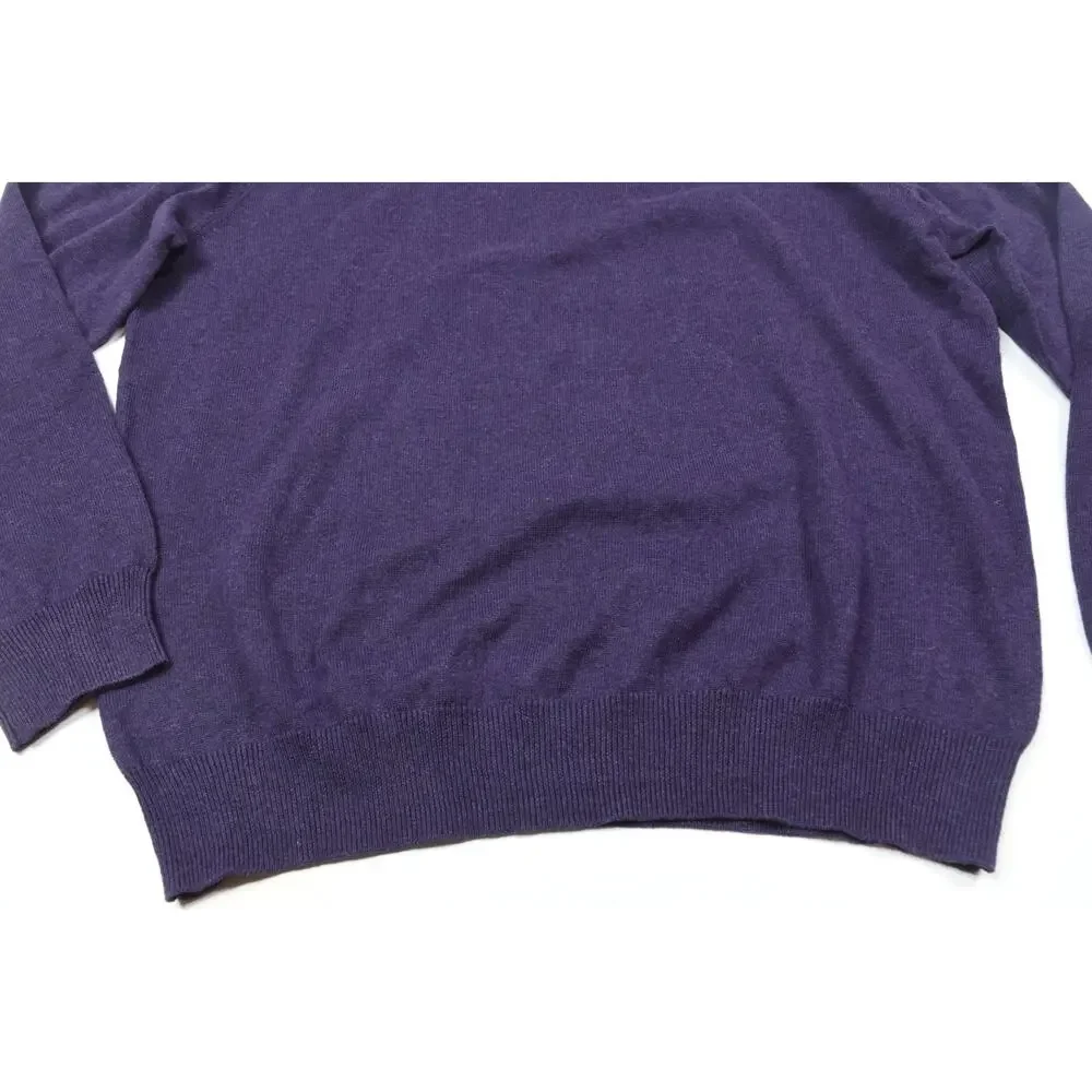 Jos A Bank Traveler Sweater Mens Large Purple Long Sleeve Pima Cotton Pullover